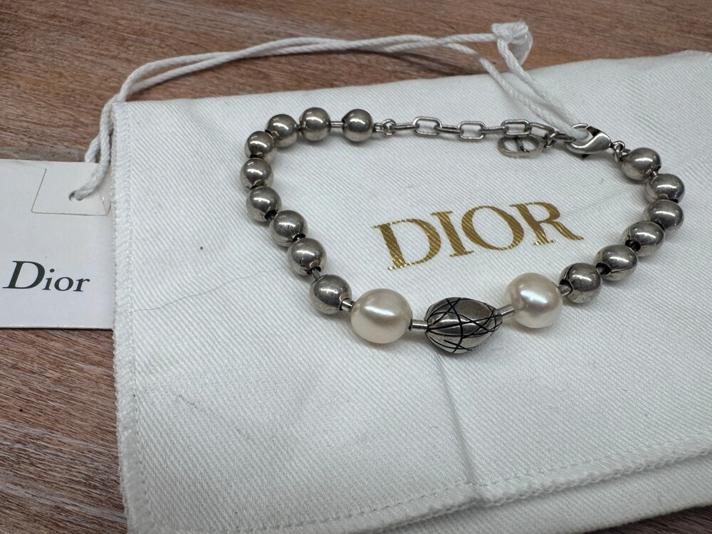 6302 - Dior Silver Bead and Pearl Bracelet - NWT